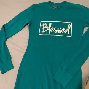 Teal BLESSED long sleeve